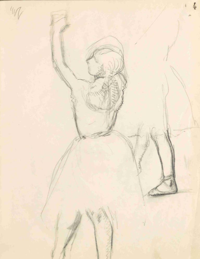 Figure Studies 4,數位研究(4),Edgar Degas,埃德加·德加,素描,素描, 單色, 1個女孩, 草圖, 裙子, 跳舞