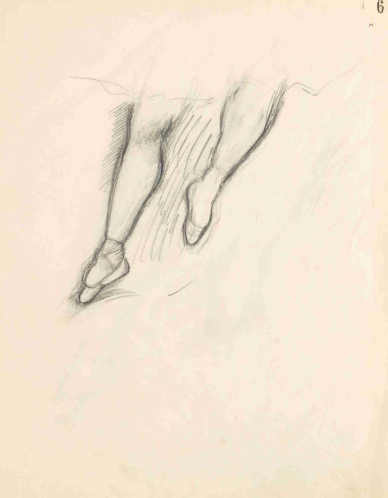 Figure Studies 7,數位研究7,Edgar Degas,埃德加·德加,素描,素描, 1個女孩, 單色, 獨奏, 草圖, 傳統媒體, 腿, 鞋, 腳, 從上方, 連褲襪, 下半身