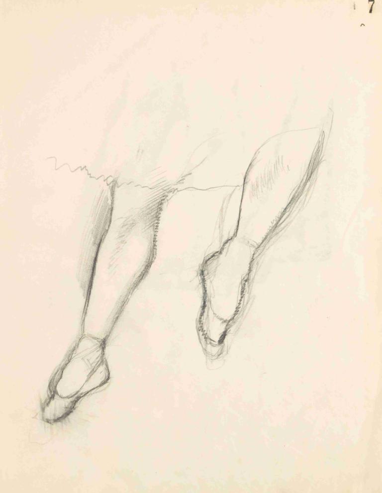 Figure Studies 8,數位研究8,Edgar Degas,埃德加·德加,素描,素描, 1個女孩, 獨奏, 單色, 草圖, 腳, 傳統媒體, 腿, 鞋, 從上方