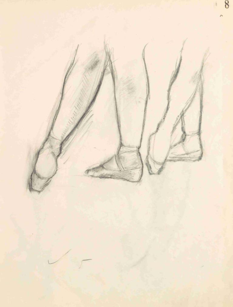 Figure Studies 9,數位研究9,Edgar Degas,埃德加·德加,素描,素描, 單色, 1個女孩, 草圖, 腳, 襪子, 傳統媒體, 腿, 獨奏, 沒有鞋子