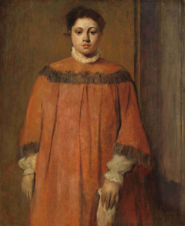 Girl in Red,Ragazza in rosso,Edgar Degas,Pittura ad olio,Pittura ad olio, assolo, 1 ragazza