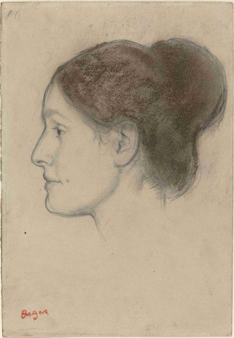 Hortense Valpinçon,Edgar Degas,Schizzo,Schizzo, 1 ragazza, assolo, profilo, neo, media tradizionali