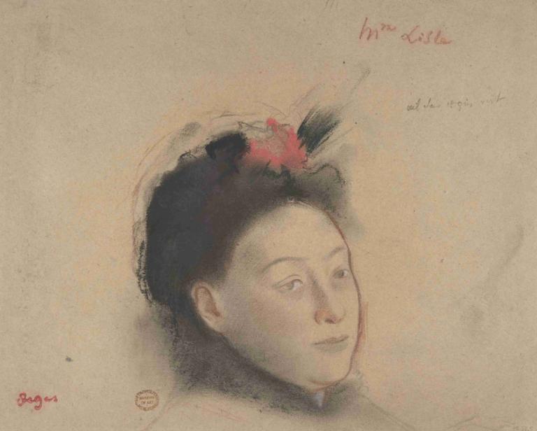 Madame Lisle,Doamna Lisle,Edgar Degas,Pastel,Pastel, solo, brunet, 1 băiat, focalizare masculină, portret