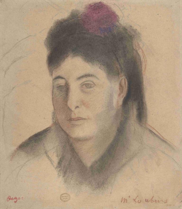 Madame Loubens,Edgar Degas,Pastel,Pastel, solo, 1 băiat, focalizare masculină, brunet, media tradițională