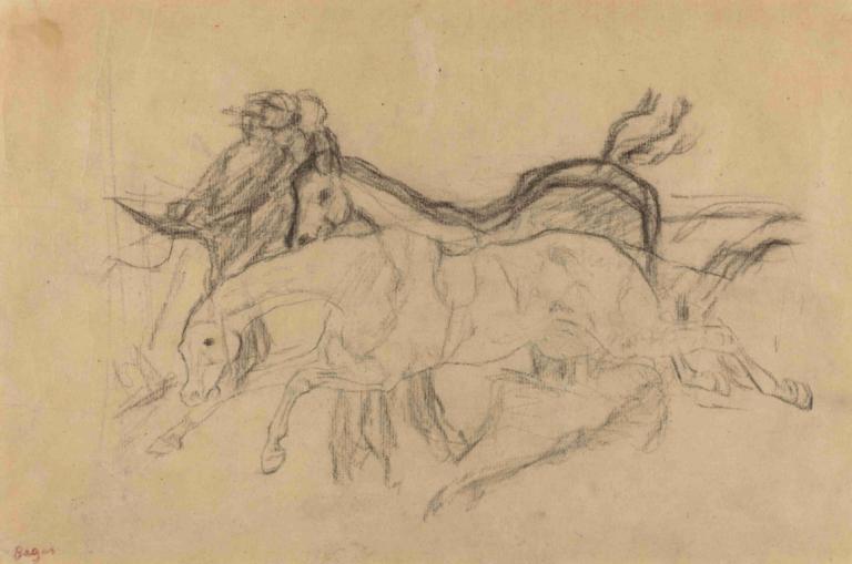 Racehorses (study for 'Scene from the Steeplechase - The Fallen Jockey')