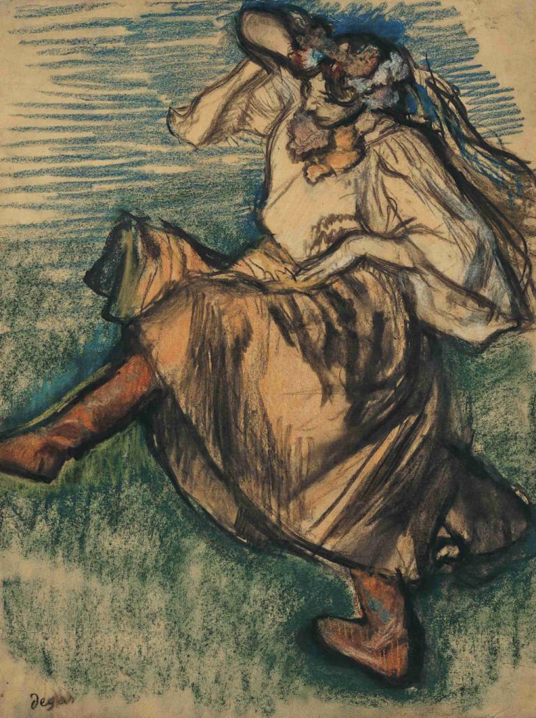 Russian Dancer,Dansatoare rusă,Edgar Degas,Pastel,Pastel, solo, fusta, 1 fata, 1 băiat, media tradițională