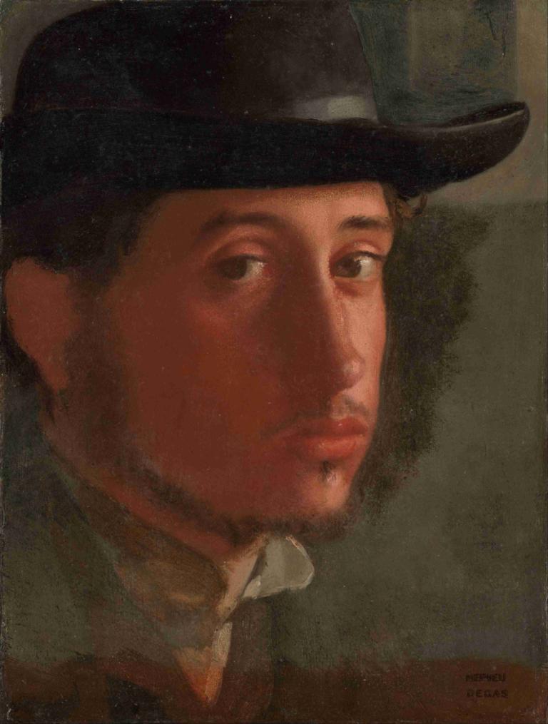 Self-Portrait,Autoportret,Edgar Degas,Pictura in ulei,Pictura in ulei, solo, 1 băiat, focalizare masculină