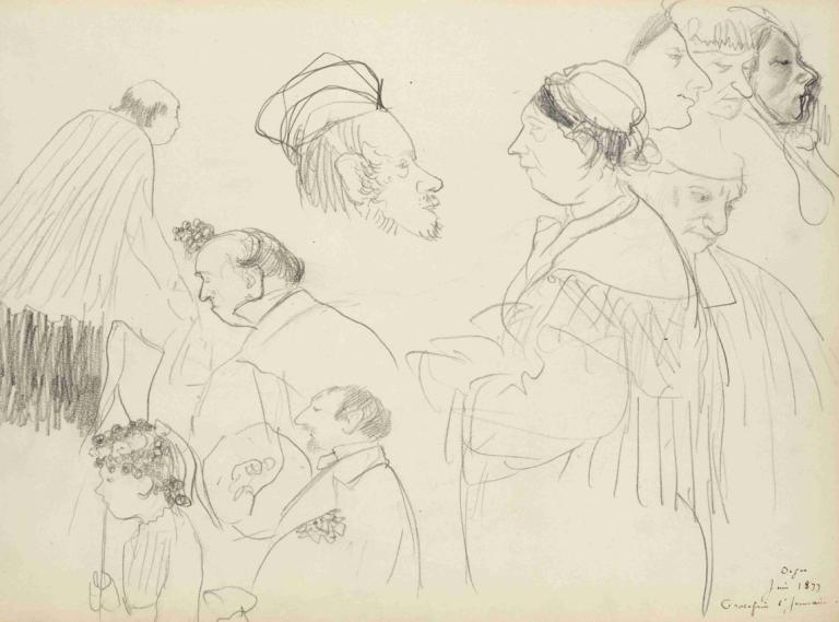 Sketches of Figures at a Funeral,Skisser av figurer vid en begravning,Edgar Degas,Skiss,Skiss, skiss