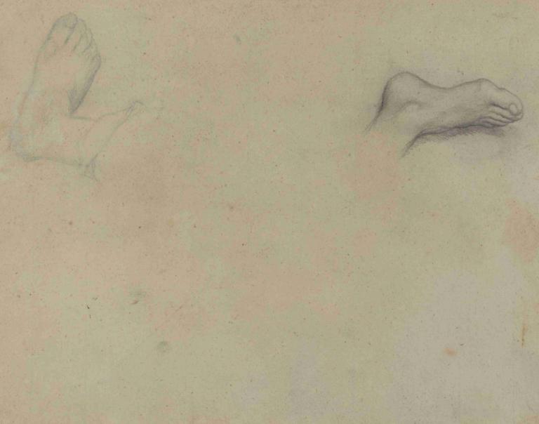 Studies of Feet (verso),Studier av fötter (baksida),Edgar Degas,Skiss,Skiss, solo, barfota, 1 tjej