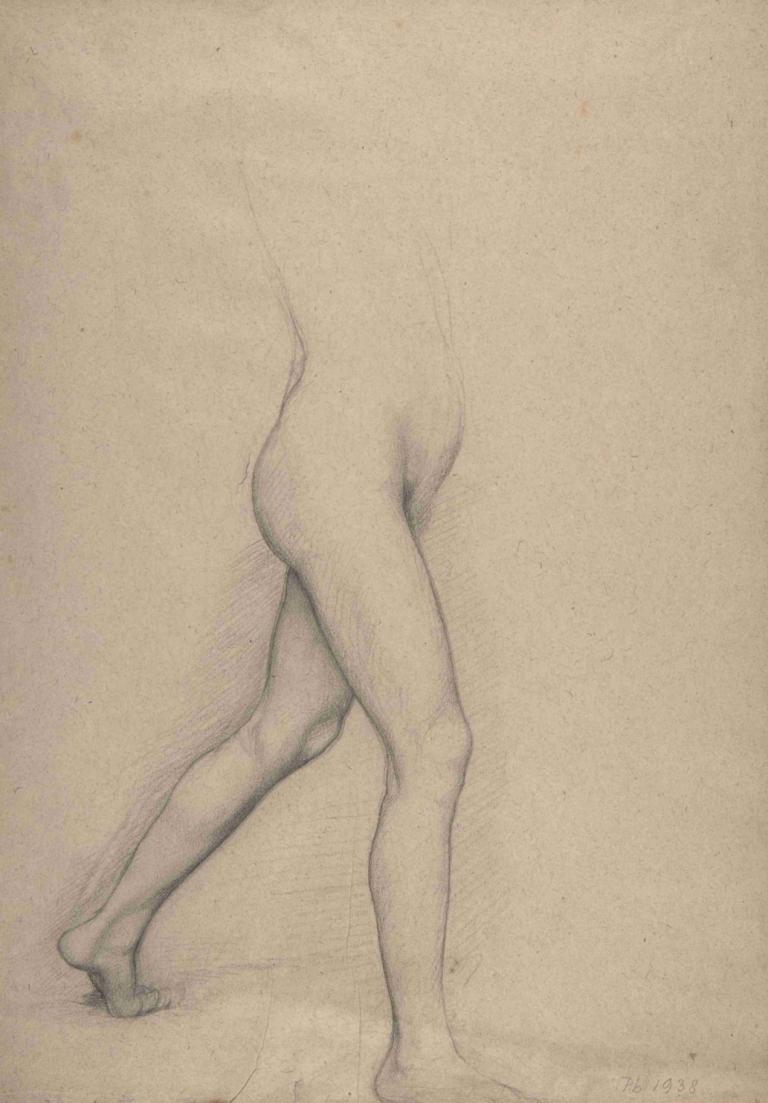 Study of a Girl's Legs for the painting 'Young Spartans',Edgar Degas,Sketch,Sketch, 1girl, solo, barefoot