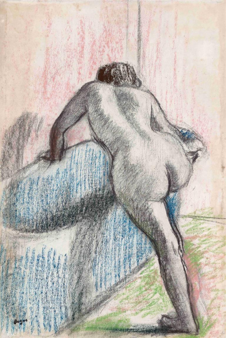 The Bath,Das Bad,Edgar Degas,Pastell,Pastell, Arsch, nackt, 1Junge, männlicher Fokus, Sex