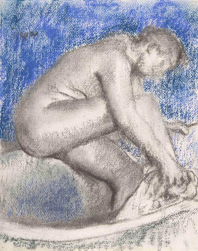 The Bath,Das Bad,Edgar Degas,Pastell,Pastell, 1Junge, männlicher Fokus, Solo, Sitzung, traditionelle Medien