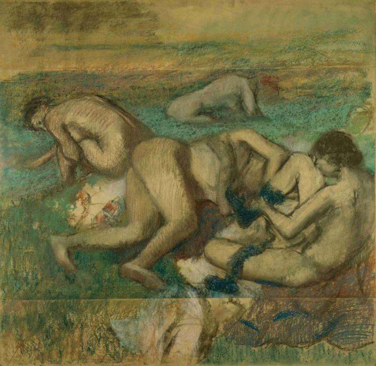 The Bathers,Die Badenden,Edgar Degas,Pastell,Pastell, Kunstparodie, mehrere Jungen, nackt, männlicher Fokus