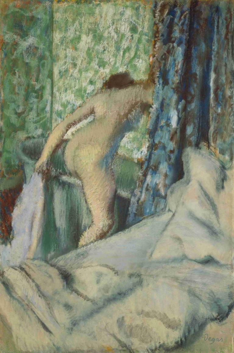 The Morning Bath,Das Morgenbad,Edgar Degas,Pastell,Pastell, nackt, männlicher Fokus, 1Junge, Solo, Arsch