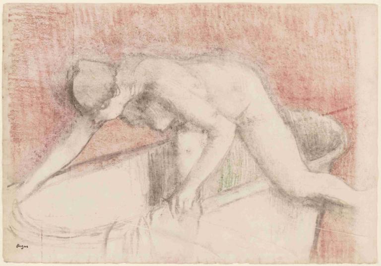 The Bath,Kylpylä,Edgar Degas,Väriluonnos,Väriluonnos, hetero, seksiä, alaston, 1 tyttö, 1 poika, luonnos