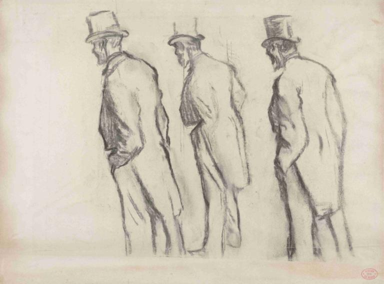 Three Studies of Ludovic Halévy Standing II,Drie studies van Ludovic Halévy Permanent II,Edgar Degas,Schetsen