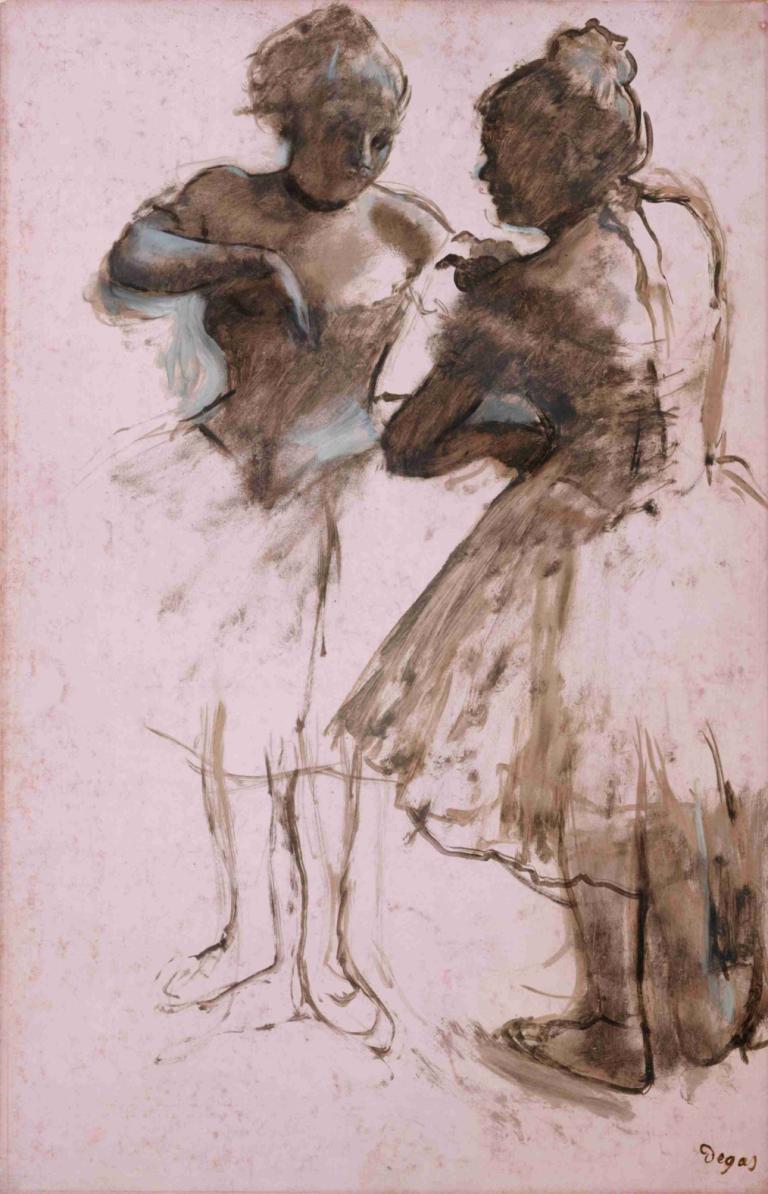 Two Dancers,Hai vũ công.,Edgar Degas,- Edgar Dega.,Phấn màu,Phấn màu, 1 cô gái, khiêu vũ, đầm