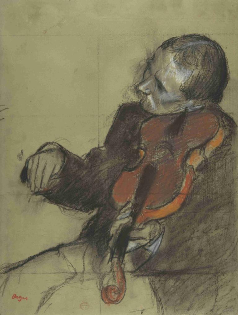 Violinist, Study for 'The Dance Lesson',Fiolinist, studie for 'The Dance Lesson',Edgar Degas,Pastell,Pastell