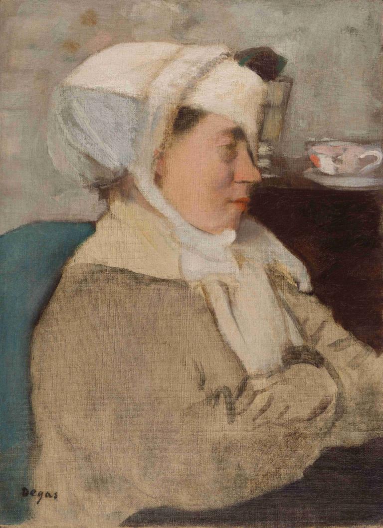 Woman with a Bandage,Γυναίκα με επίδεσμο,Edgar Degas,Ελαιογραφία,Ελαιογραφία, μονοφωνία, καρέκλα