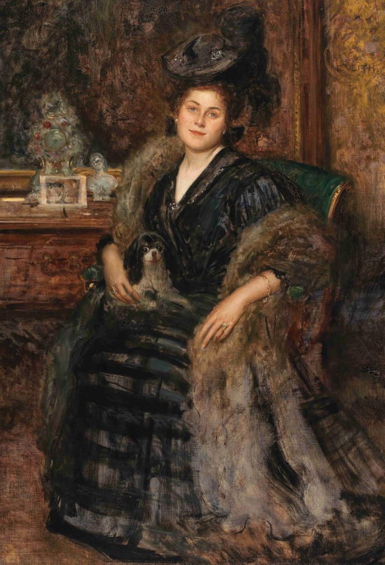 Portrait of His Wife Berta [The Visit],Porträt seiner Ehefrau Berta [Der Besuch],Eduard Veith,Ölgemälde