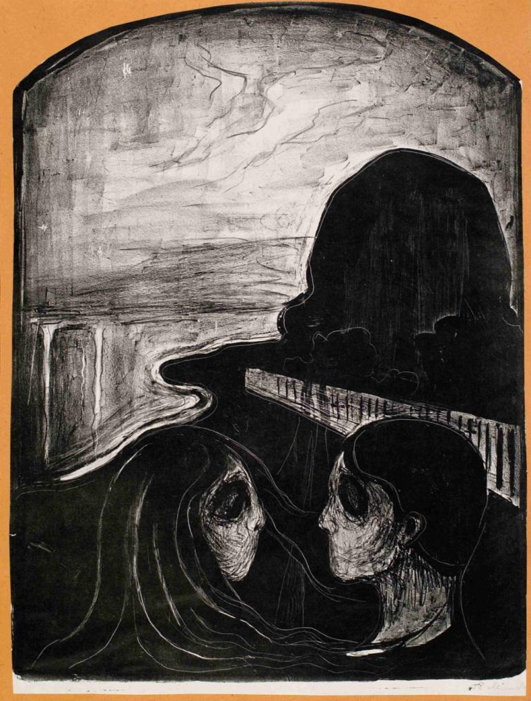 Attraction I,Atraksi I,Edvard Munch,Pengetsaan Pelat Tembaga,Pengetsaan Pelat Tembaga, satu warna