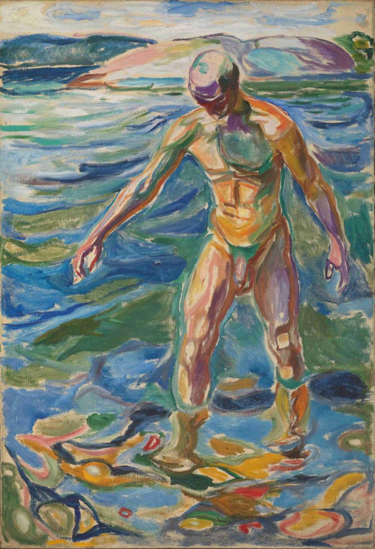 Bathing Man,Manusia Mandi,Edvard Munch,Temperatur,Temperatur, solo, 1 anak laki-laki, fokus pria