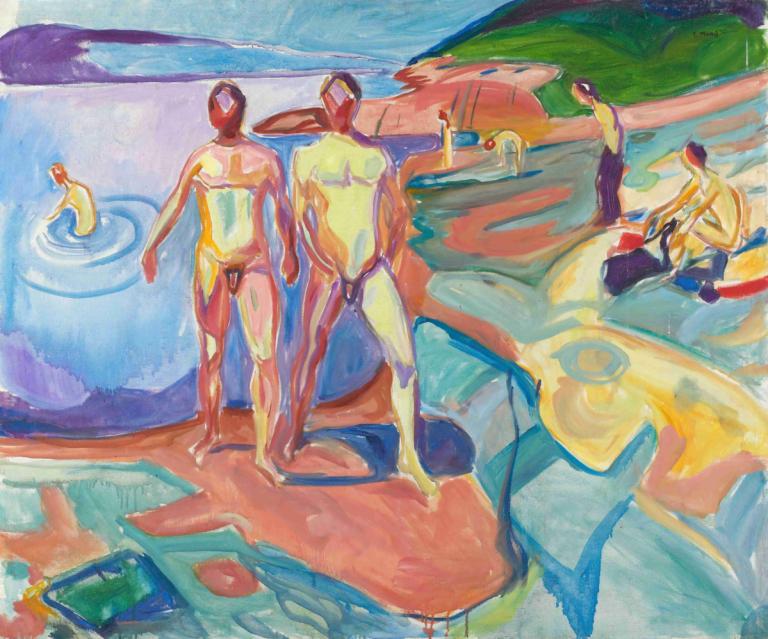 Bathing Men,Memandikan Pria,Edvard Munch,Temperatur,Temperatur, lukisan (sedang), air, media tradisional