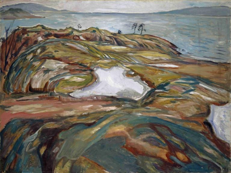 Coastal Landscape,海岸景观,Edvard Munch,爱德华-蒙克,蛋彩画,蛋彩画, 户外, 传统媒体, 风景, 绘画（中）, 常设, 天