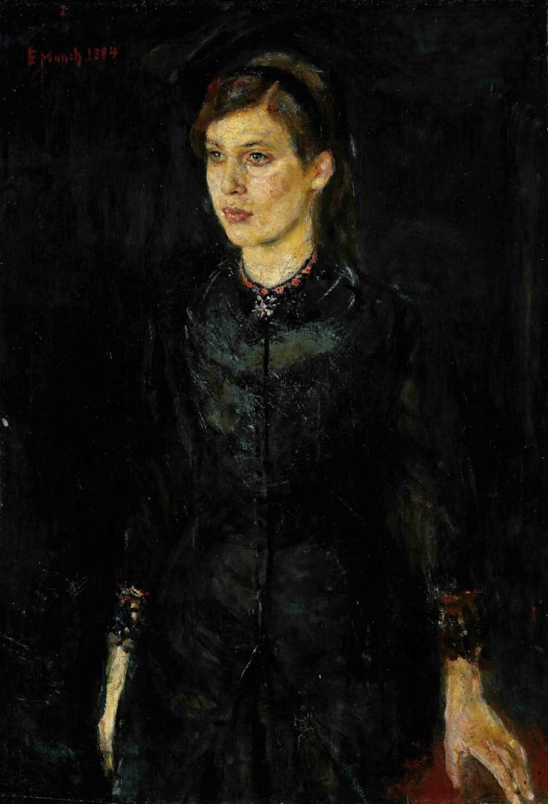 Inger in Black,Ингер в черном цвете,Edvard Munch,Эдвард Мунк,Темпера,Темпера, 1 девушка, соло