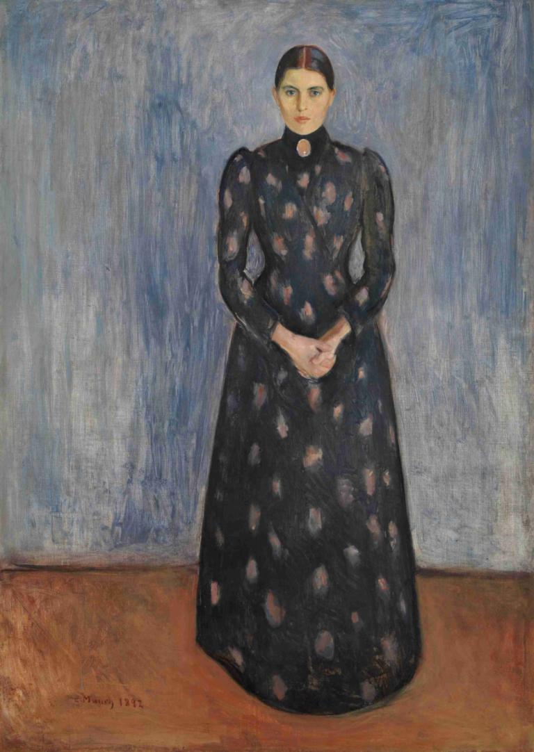 Inger in Black and Violet,Ингер в черно-фиолетовом цвете,Edvard Munch,Эдвард Мунк,Темпера,Темпера, соло