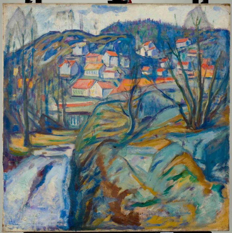 Kragerø In Spring,Kragerø på våren,Edvard Munch,Tempera,Tempera, träd, traditionella medier, inga människor