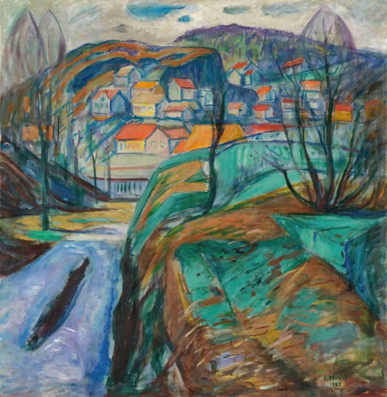 Kragerø Om Våren (Kragerø In Spring),Kragerø på våren (Kragerø på våren),Edvard Munch,Tempera,Tempera