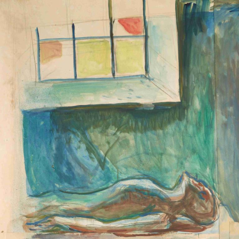 Manskropp på obduksjonsbordet,Mužské tělo na pitevním stole,Edvard Munch,Edvarda Muncha,Tempera,Tempera, okno