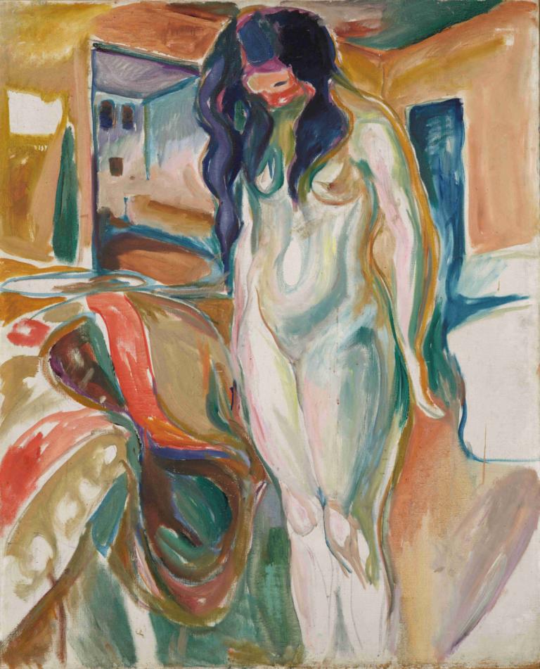 Model by the Wicker Chair,Model od Wicker Chair,Edvard Munch,Edvarda Muncha,Tempera,Tempera, 1 dívka