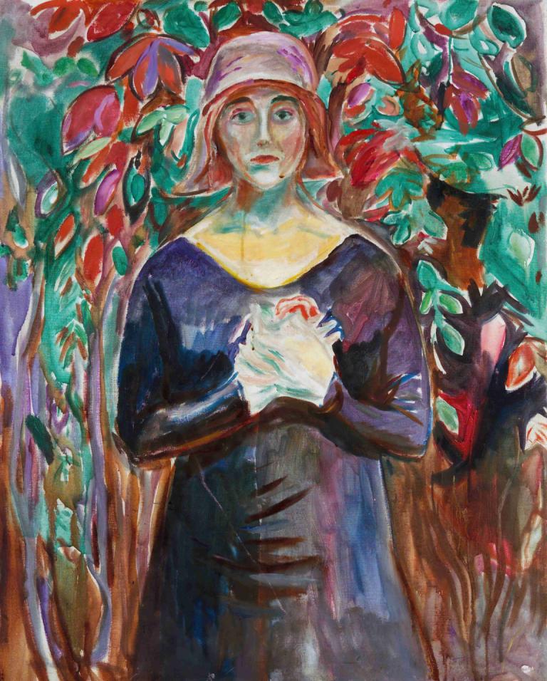 Model in the Garden,Modelka v zahradě,Edvard Munch,Edvarda Muncha,Tempera,Tempera, 1 dívka, tradiční média