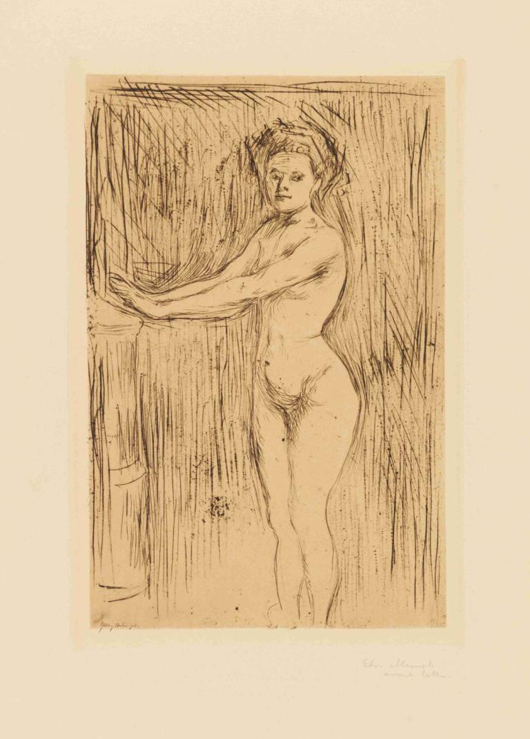 Modell, seine Hände wärmend,Model zahřívá ruce,Edvard Munch,Edvarda Muncha,Náčrt,Náčrt, 1 dívka, sólo, akt