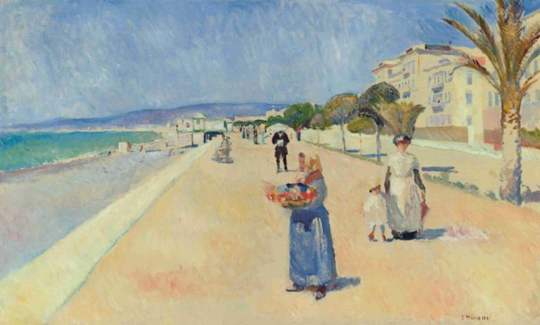 Morgen På Promenade Des Anglais (Morning On The Promenade Des Anglais),Edvard Munch,Tempera,Tempera, tree