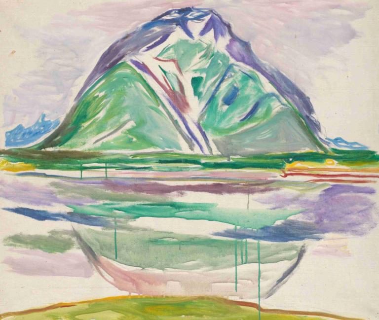 Mountains,Edvard Munch,Tempera,Tempera, painting (medium), traditional media, watercolor (medium), no humans