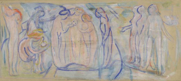 Naked Figures,Edvard Munch,Tempera,Tempera, fine art parody, no humans, traditional media, long hair