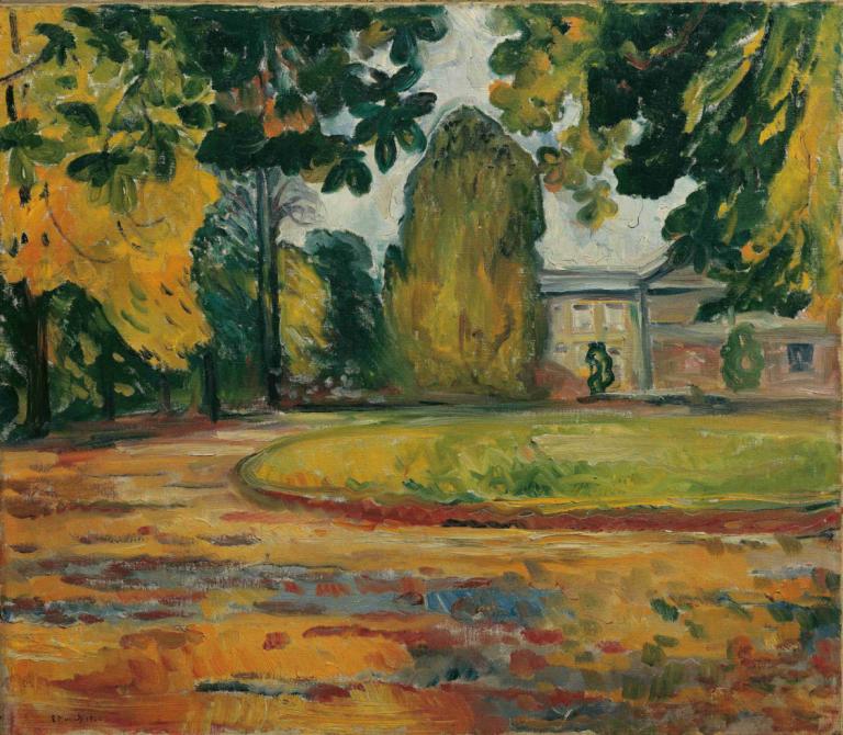 Park in Kösen,Edvard Munch,Tempera,Tempera, tree, outdoors, no humans, traditional media, scenery