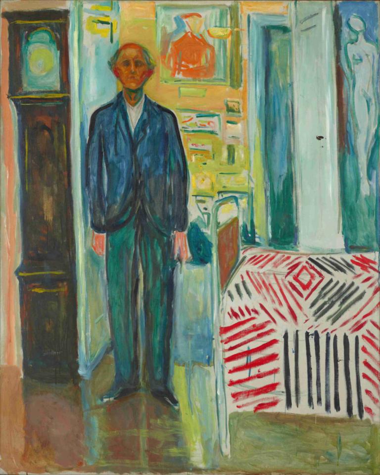 Self-Portrait,Selvportrett,Edvard Munch,Tempera,Tempera, 1 gutt, solo, mannlig fokus, stående