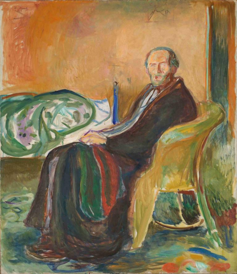 Self-Portrait with the Spanish Flu,Selvportrett med Spanskesyken,Edvard Munch,Tempera,Tempera, gammel