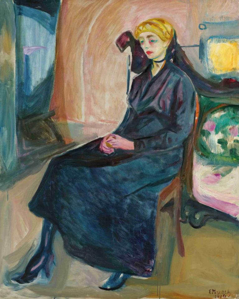 Sittende Ung Kvinne (Seated Young Woman),Oturan Genç Kadın (Sittende Ung Kvinne),Edvard Munch,Tempera,Tempera