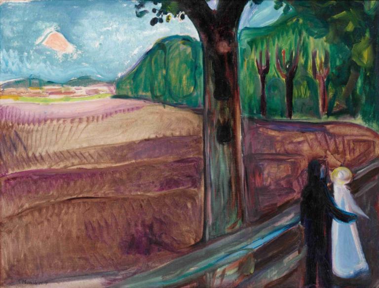 Sommernatt (Summer Night),Sommernatt (Yaz Gecesi),Edvard Munch,Tempera,Tempera, ağaç, geleneksel medya