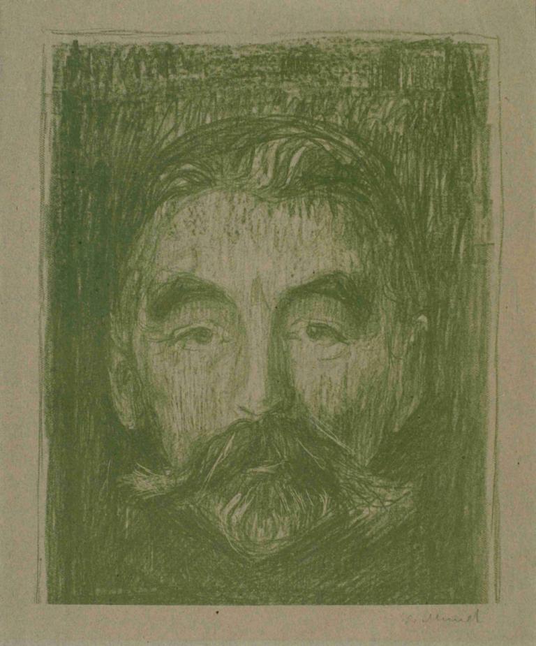 Stéphane Mallarmé,Edvard Munch,Tempera,Tempera, 1 băiat, focalizare masculină, monocrom, Păr facial, solo