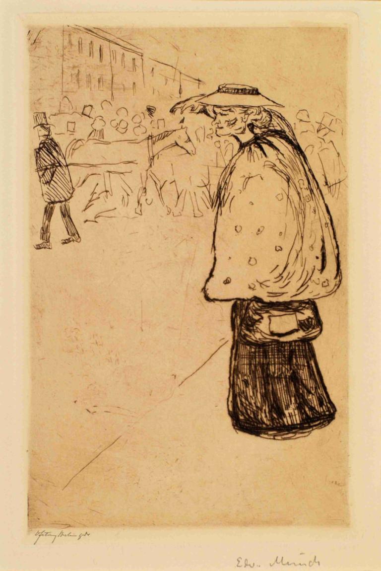 Street Character (The Sailor's Bride),Sokak Karakteri (Denizcinin Gelini),Edvard Munch,Taslak,Taslak, eskimiş