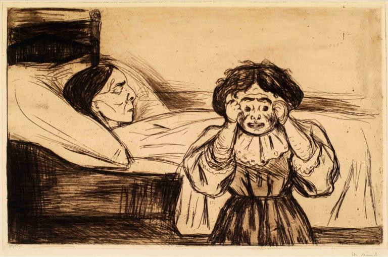 The Dead Mother and Her Child,Η νεκρή μητέρα και το παιδί της,Edvard Munch,Χαλκογραφία,Χαλκογραφία