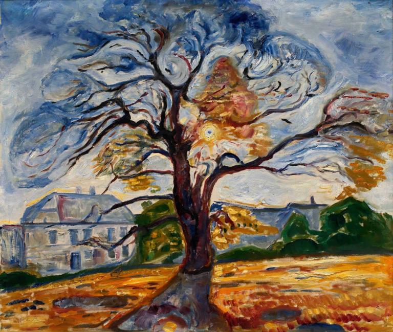 The Oak,Die Eiche,Edvard Munch,Tempera,Tempera, Baum, Malerei (mittel), traditionelle Medien, draußen, Wolke