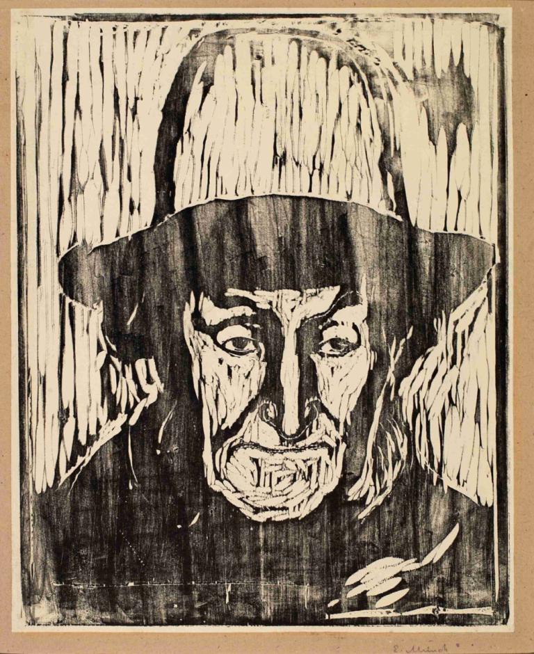 The Old Fisherman,Stari ribič,Edvard Munch,Bakrorez Jedkanica,Bakrorez Jedkanica, 1 fant, solo, enobarvno