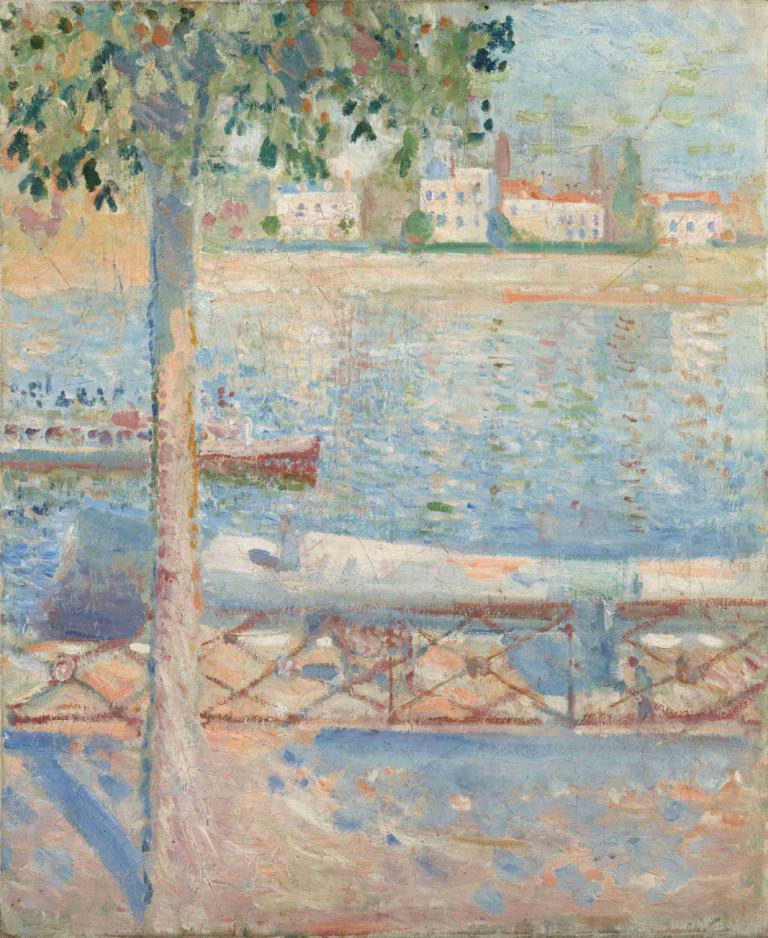 The Seine At Saint-Cloud,Sena v Saint-Cloudu,Edvard Munch,Tempera,Tempera, brez ljudi, na prostem, kulisa